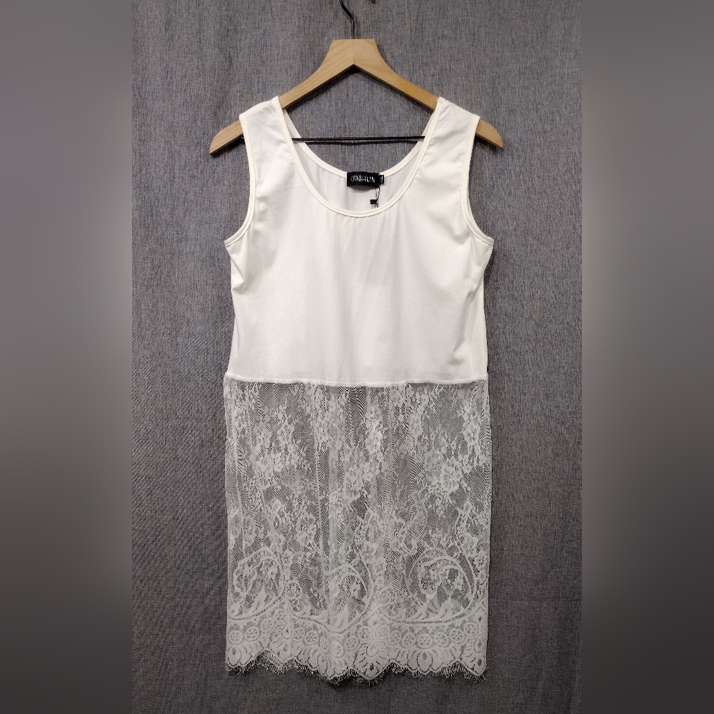 NWT Conosilin Mixed Media Lace Dress Women's L White Boho Retro 90s Y2K Fairy